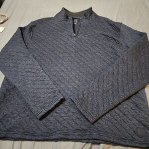 VTG 1946 Quilted‎ Pullover 1/4 Zip Blue Size XXL Preppy Posh